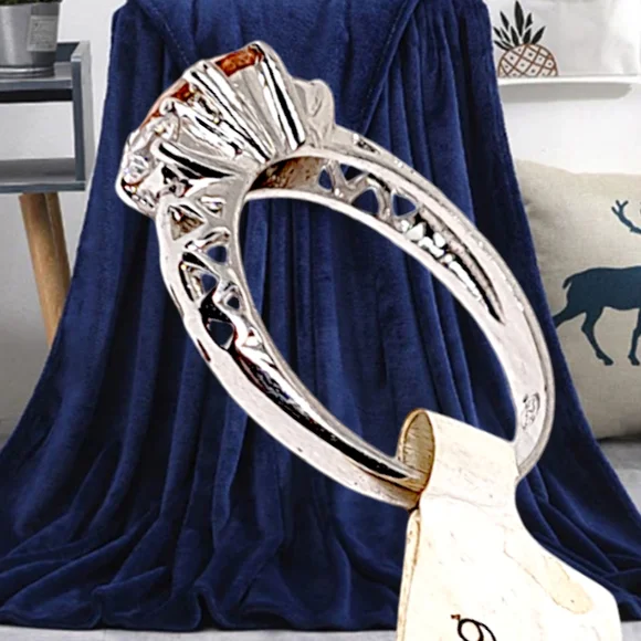 Light Brown Crystal Sterling Silver Ring. Size 9 NWT - Picture 3 of 6